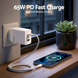 Darrahopens Electronics > Battery Chargers & Power > Power Banks & Chargers Devanti USB C Charger 65W Fast Charger 3 Port PD Wall Adapter White