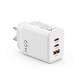 Darrahopens Electronics > Battery Chargers & Power > Power Banks & Chargers Devanti USB C Charger 65W Fast Charger 3 Port PD Wall Adapter White