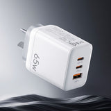 Darrahopens Electronics > Battery Chargers & Power > Power Banks & Chargers Devanti USB C Charger 65W Fast Charger 3 Port PD Wall Adapter White