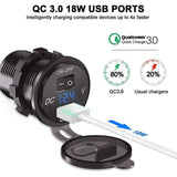 Darrahopens Electronics > Battery Chargers & Power > Power Banks & Chargers QC 3.0 Car USB Socket 12V 24V Waterproof Charger with Switch and LED Voltmeter