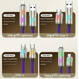 Darrahopens Electronics > Battery Chargers & Power > Power Banks & Chargers Universal PD Fast Charging Cable with LED Indicator - Zinc Alloy, Durable 1.5m Silicone Cord - Multiple Connector Options(Black)