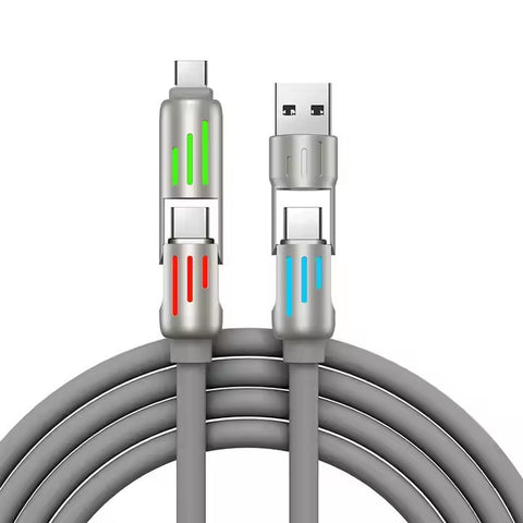 Darrahopens Electronics > Battery Chargers & Power > Power Banks & Chargers Universal PD Fast Charging Cable with LED Indicator - Zinc Alloy, Durable 1.5m Silicone Cord - Multiple Connector Options(Gray)