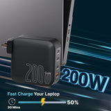 Darrahopens Electronics > Battery Chargers & Power > Powerboards & Adapters Laser PD3.0 200W GaN Wall Charger Black