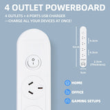 Darrahopens Electronics > Battery Chargers & Power > Powerboards & Adapters Plugd 2 USB A + 2 USB C 240V 10A Powerboard with Surge Protection