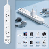 Darrahopens Electronics > Battery Chargers & Power > Powerboards & Adapters Plugd 2 USB A + 2 USB C 240V 10A Powerboard with Surge Protection