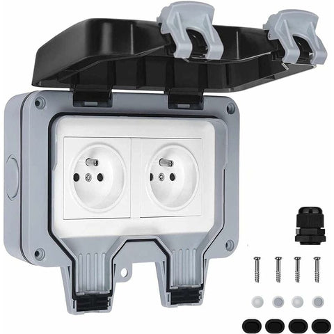 Darrahopens Electronics > Battery Chargers & Power > Powerboards & Adapters Waterproof Socket Double Outdoor Power Socket IP66 Waterproof Wall Socket 16A