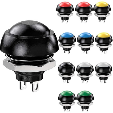 Darrahopens Electronics > Business & Home Security > Intercoms & Doorbells 12mm Waterproof Momentary Push Button Switch SPST ON/OFF 12pcs 3A/3V-5V-9V-12V-24V-230VAC Round for Car Horn PC Table Lamp Home Doorbell