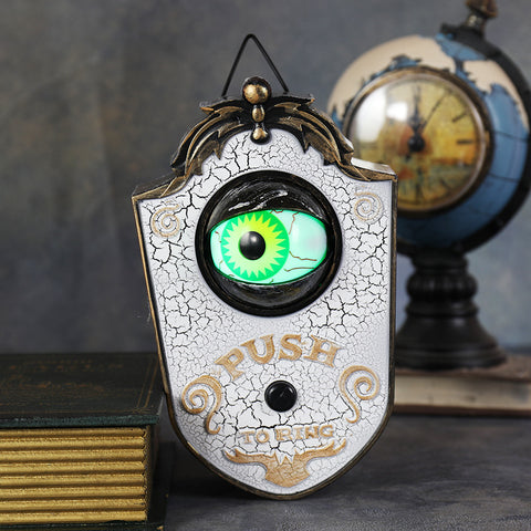Darrahopens Electronics > Business & Home Security > Intercoms & Doorbells 2-Piece White Halloween Animated Eyeball Doorbell - Spooky Light-Up Prop with Scary Sounds for Party & Door Decoration