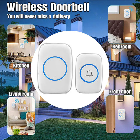Darrahopens Electronics > Business & Home Security > Intercoms & Doorbells Wireless Doorbell Kit Home Call Button Remote Control White Waterproof Chime