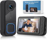 Darrahopens Electronics > Business & Home Security > Intercoms & Doorbells Wireless Doorbell with Camera - 1080P Image & 4.5 Inch Screen - No WiFi Required - Range Up to 120m - Night Vision