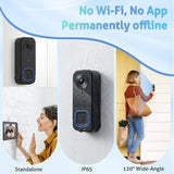 Darrahopens Electronics > Business & Home Security > Intercoms & Doorbells Wireless Doorbell with Camera - 1080P Image & 4.5 Inch Screen - No WiFi Required - Range Up to 120m - Night Vision