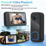 Darrahopens Electronics > Business & Home Security > Intercoms & Doorbells Wireless Doorbell with Camera - 1080P Image & 4.5 Inch Screen - No WiFi Required - Range Up to 120m - Night Vision