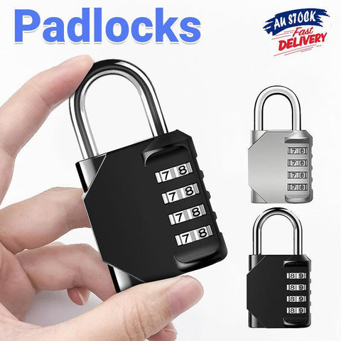 Darrahopens Electronics > Business & Home Security > Safes & Lock Boxes Combination-Lock 4 Digit Outdoor Waterproof Padlock,Gate,Locker,Hasp Number Lock - Black