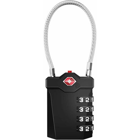 Darrahopens Electronics > Business & Home Security > Safes & Lock Boxes Luggage Lock, TSA 4-Digit Combination Lock for Suitcase with Opening Alarm, Code Lock Gym Cable Lock (1 Piece, Black)