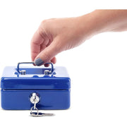 Darrahopens Electronics > Business & Home Security > Safes & Lock Boxes Steel Money Box Lockable And Portable 12.5X9.5X6Cm With Coin Slot Suitable As Piggy Bank, Small Safe, Cash Drawer Blue