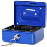 Darrahopens Electronics > Business & Home Security > Safes & Lock Boxes Steel Money Box Lockable And Portable 12.5X9.5X6Cm With Coin Slot Suitable As Piggy Bank, Small Safe, Cash Drawer Blue
