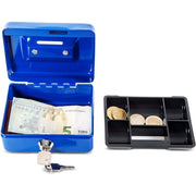 Darrahopens Electronics > Business & Home Security > Safes & Lock Boxes Steel Money Box Lockable And Portable 12.5X9.5X6Cm With Coin Slot Suitable As Piggy Bank, Small Safe, Cash Drawer Blue