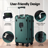 Darrahopens Electronics > Business & Home Security > Safes & Lock Boxes Wanderlite 28" Trunk Luggage Suitcase Travel 5 Wheels Type-C Port TSA Green