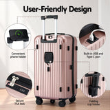 Darrahopens Electronics > Business & Home Security > Safes & Lock Boxes Wanderlite 28" Trunk Luggage Suitcase Travel 5 Wheels Type-C Port TSA Rose Gold