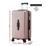 Darrahopens Electronics > Business & Home Security > Safes & Lock Boxes Wanderlite 28" Trunk Luggage Suitcase Travel 5 Wheels Type-C Port TSA Rose Gold