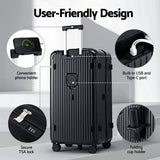 Darrahopens Electronics > Business & Home Security > Safes & Lock Boxes Wanderlite 32" Trunk Luggage Suitcase Travel 5 Wheels Type-C Port TSA Black
