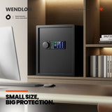 Darrahopens Electronics > Business & Home Security > Safes & Lock Boxes Wendlon Touch Screen Safe Box with Silent Mode, Backlit Keypad, LED Light, Anti-Rust & Anti-Theft, Home/Office, 1.69 Cubic Feet, 33×42×35 cm, Black