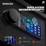 Wendlon Touch Screen Safe Box with Silent Mode, Backlit Keypad, LED Light, Anti-Rust & Anti-Theft, Home/Office, 25×35×25 cm, Black