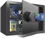 Wendlon Touch Screen Safe Box with Silent Mode, Backlit Keypad, LED Light, Anti-Rust & Anti-Theft, Home/Office, 25×35×25 cm, Black