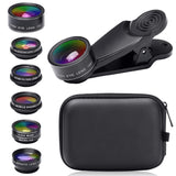 Darrahopens Electronics > Business & Home Security > Security Cameras & Accessories 15-in-1 kit with multiple special effects functions, compatible with iPhone and Android smartphones. Includes: 198 fisheye, 0.63x wide angle, 15x macro, 2x telephoto, CPL polarizer, kaleidoscope lens, star filter, mist filter, radial filter, split zone fi