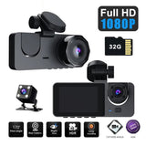 Darrahopens Electronics > Business & Home Security > Security Cameras & Accessories 3 Channel Car DVR HD 1080P Vehicle Dash Cam Three Way Camera DVRs Recorder with 32 GB Card