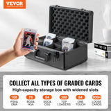 Darrahopens Electronics > Computer Accessories > Cable Management VEVOR Graded Card Storage Box, 4 Slots, Graded Sports Cards Holder Carrying Case with Key Lock Foam Dividers, for 108 PSA Graded Cards 76 BGS Cards 84 SGC Cards 388 Top Loaders or 999+ Loose Cards