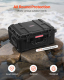Darrahopens Electronics > Computer Accessories > Cases & Skins VEVOR 2.5 Cu.ft Weatherproof Hard Case, Waterproof Hard Case with Rolling Wheels and Retractable Pull Handle, IP67 Waterproof Protective Case with 4 Clips, 4 Padlock Holes, and Foam Inserted, Black