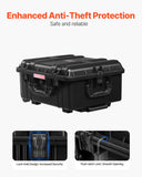 Darrahopens Electronics > Computer Accessories > Cases & Skins VEVOR 2.5 Cu.ft Weatherproof Hard Case, Waterproof Hard Case with Rolling Wheels and Retractable Pull Handle, IP67 Waterproof Protective Case with 4 Clips, 4 Padlock Holes, and Foam Inserted, Black