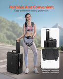 Darrahopens Electronics > Computer Accessories > Cases & Skins VEVOR 2.5 Cu.ft Weatherproof Hard Case, Waterproof Hard Case with Rolling Wheels and Retractable Pull Handle, IP67 Waterproof Protective Case with 4 Clips, 4 Padlock Holes, and Foam Inserted, Black