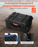 Darrahopens Electronics > Computer Accessories > Cases & Skins VEVOR 2.5 Cu.ft Weatherproof Hard Case, Waterproof Hard Case with Rolling Wheels and Retractable Pull Handle, IP67 Waterproof Protective Case with 4 Clips, 4 Padlock Holes, and Foam Inserted, Black