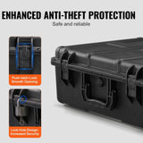 Darrahopens Electronics > Computer Accessories > Cases & Skins VEVOR Weatherproof Hard Case, Heavy Duty Protective Dry Box Case with Pre-cut Foam, and Retractable Pull Handles for Travel, Hunting, Military, Tactical, IP67 Waterproof Case for Cameras (56.1x37x26)