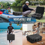 Darrahopens Electronics > Computer Accessories > Cases & Skins VEVOR Weatherproof Hard Case, Heavy Duty Protective Dry Box Case with Pre-cut Foam, and Retractable Pull Handles for Travel, Hunting, Military, Tactical, IP67 Waterproof Case for Cameras (56.1x37x26)