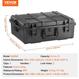 Darrahopens Electronics > Computer Accessories > Cases & Skins VEVOR Weatherproof Hard Case, Heavy Duty Protective Dry Box Case with Pre-cut Foam, and Retractable Pull Handles for Travel, Hunting, Military, Tactical, IP67 Waterproof Case for Cameras (56.1x37x26)