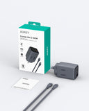Darrahopens Electronics > Computer Accessories > Computer Cables & Adapters Aukey Comet 100W PD Fast Wall Charger GaN USB-C with 100W 1.8m USB-C to C Cable (PA-C5)