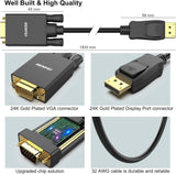 Darrahopens Electronics > Computer Accessories > Computer Cables & Adapters BENFEI 000123BK-10F Uni-Directional DP DisplayPort to VGA Cable Male-Male Gold-Plated Cord 3M