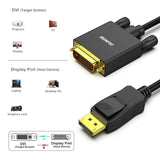 Darrahopens Electronics > Computer Accessories > Computer Cables & Adapters BENFEI 000125BK-10F DisplayPort to DVI Cable Male-Male Gold-Plated Cord Cable 3Mlated
