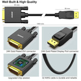 Darrahopens Electronics > Computer Accessories > Computer Cables & Adapters BENFEI 000125BK-10F DisplayPort to DVI Cable Male-Male Gold-Plated Cord Cable 3Mlated