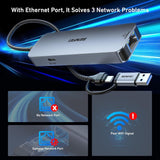 Darrahopens Electronics > Computer Accessories > Computer Cables & Adapters BENFEI 000386GY USB-C + USB 3.0 to Gigabit RJ45 + 3 Port USB 3.0 Hub Compatible with Mac