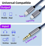 Darrahopens Electronics > Computer Accessories > Computer Cables & Adapters USB C \u0026 Lightning to 3.5mm Aux Audio Adapter Cable Braided Nylon