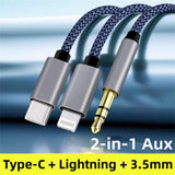 Darrahopens Electronics > Computer Accessories > Computer Cables & Adapters USB C \u0026 Lightning to 3.5mm Aux Audio Adapter Cable Braided Nylon
