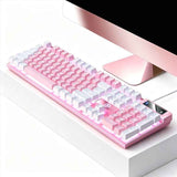 Darrahopens Electronics > Computer Accessories > Keyboards & Accessories 104 Keys Wired Keyboard Pink And White