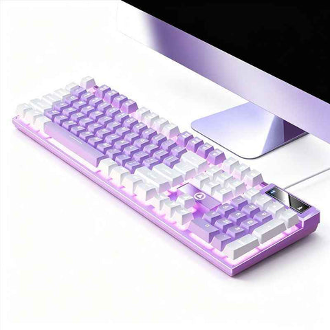 Darrahopens Electronics > Computer Accessories > Keyboards & Accessories 104 Keys Wired Keyboard Purple And White