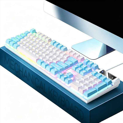 Darrahopens Electronics > Computer Accessories > Keyboards & Accessories 104 Keys Wired Keyboard White And Blue