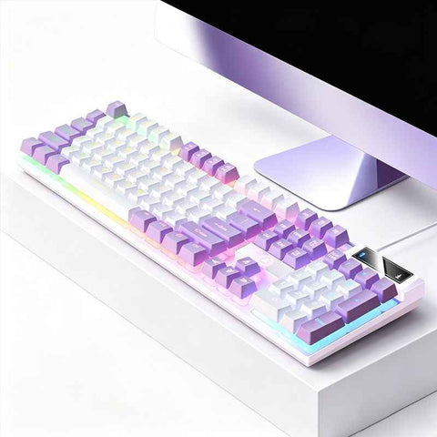 Darrahopens Electronics > Computer Accessories > Keyboards & Accessories 104 Keys Wired Keyboard White And Purple