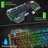 Darrahopens Electronics > Computer Accessories > Keyboards & Accessories 104 Keys Wireless Gaming Keyboard Mouse Set+Mouse Pad, RGB LED Backlit PC/Laptop Black-Rainbow